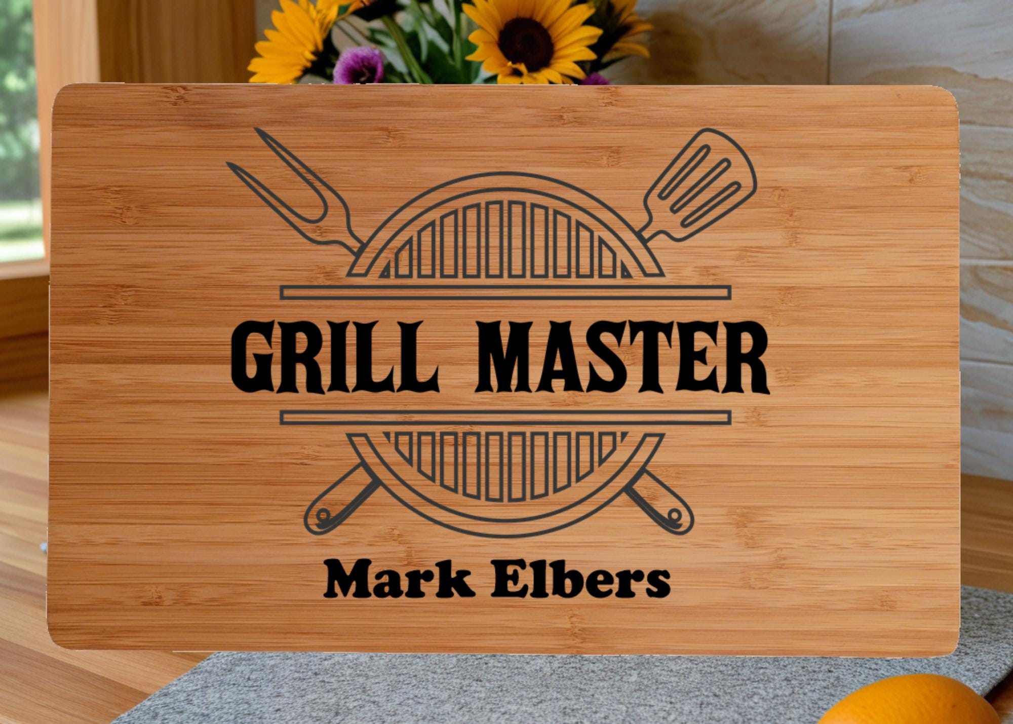 Personalized Cutting Board. Custom Grillers Birthday Gift for Him. Engraved Bamboo Grill Master Gift