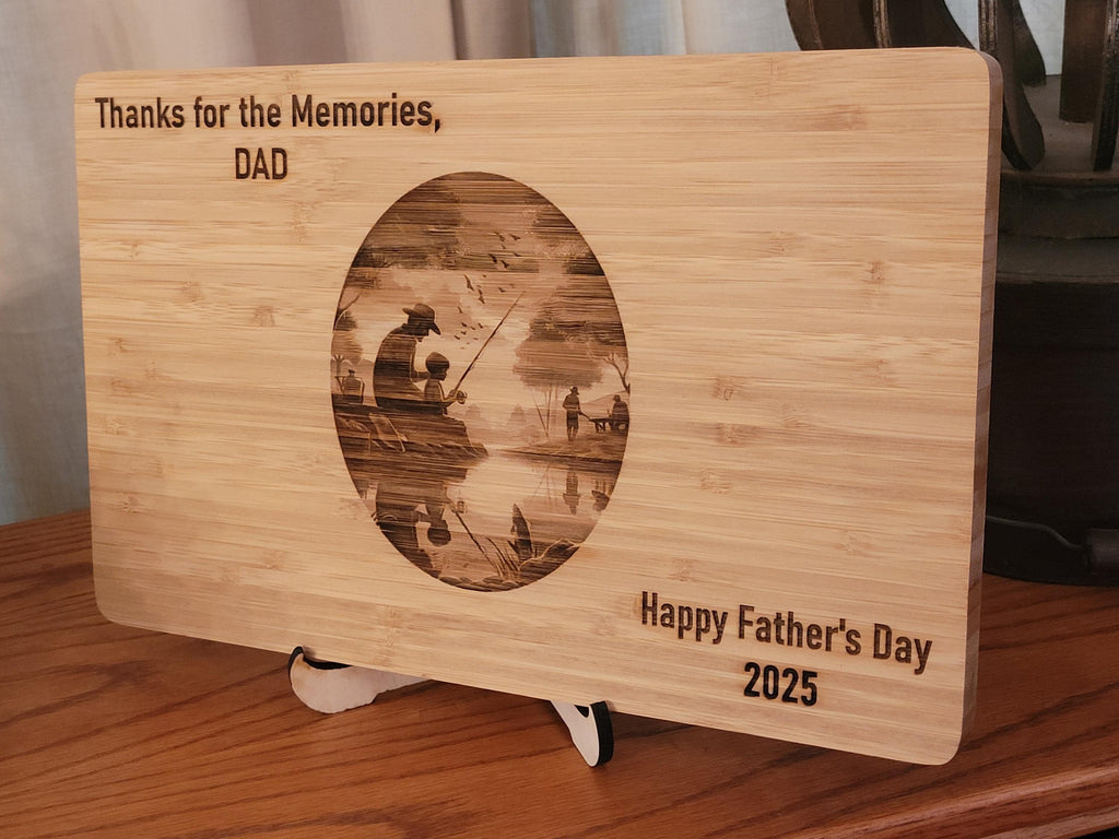 Custom Cutting Board Fishing on the Bank.