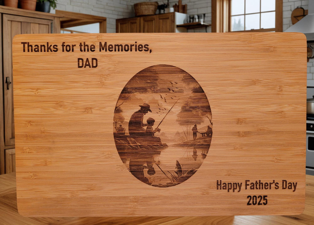 Custom Cutting Board Fishing on the Bank.