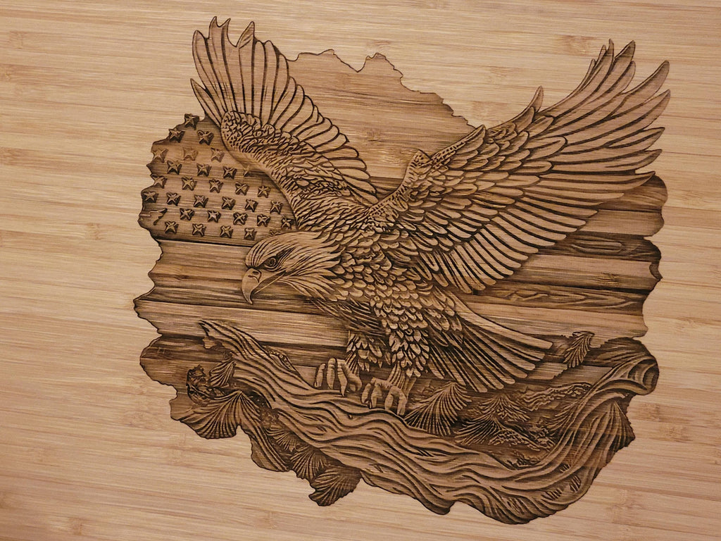 Personalized American Eagle Cutting Board: 3D Illusion Patriotic Decor
