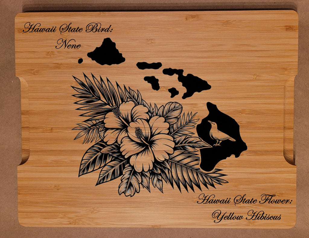 Custom Cutting Board with Indiana State Bird and State Flower. Retirement Gift, Birthday, Anniversary or Housewarming Gift.
