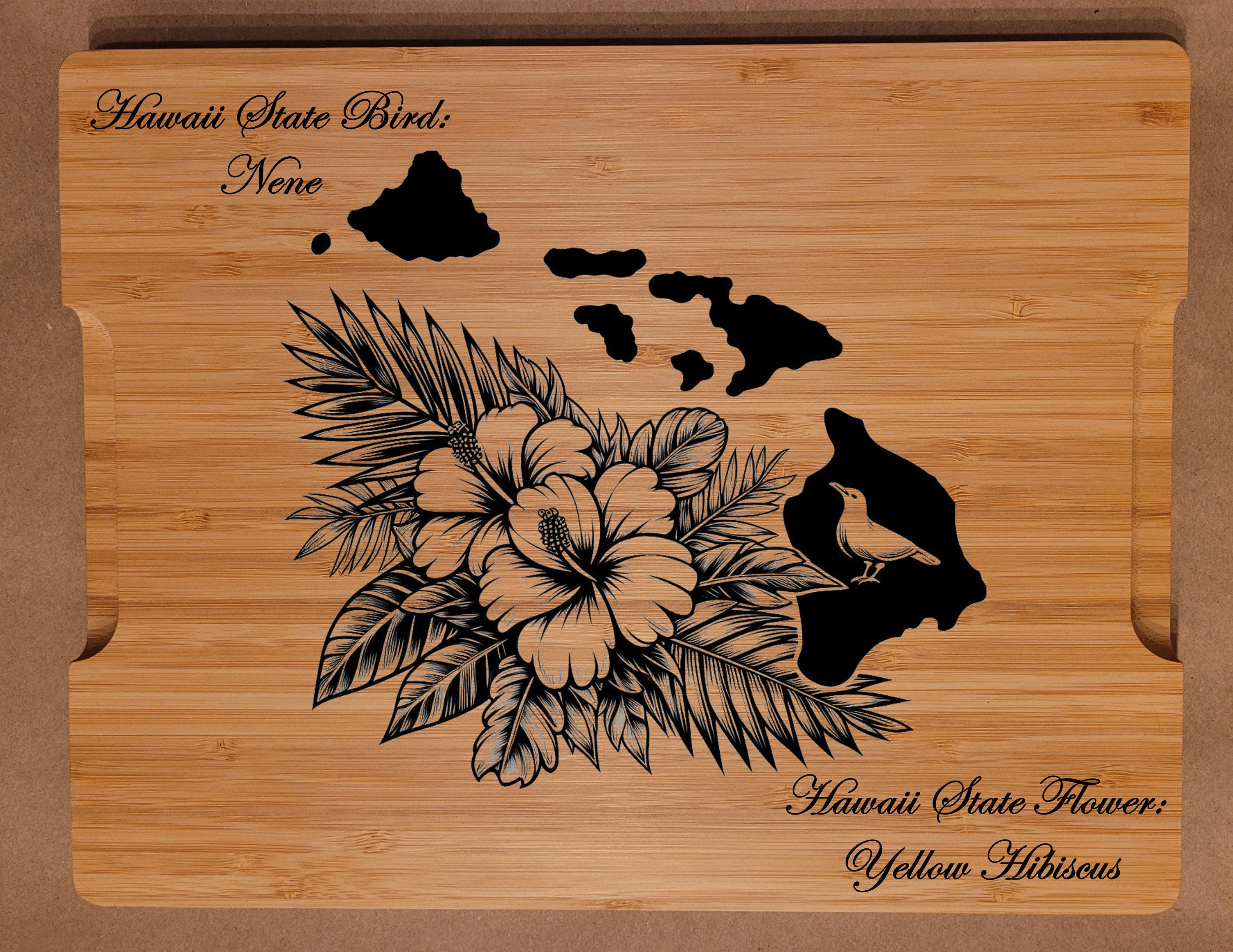 Custom Cutting Board with Indiana State Bird and State Flower. Retirement Gift, Birthday, Anniversary or Housewarming Gift.