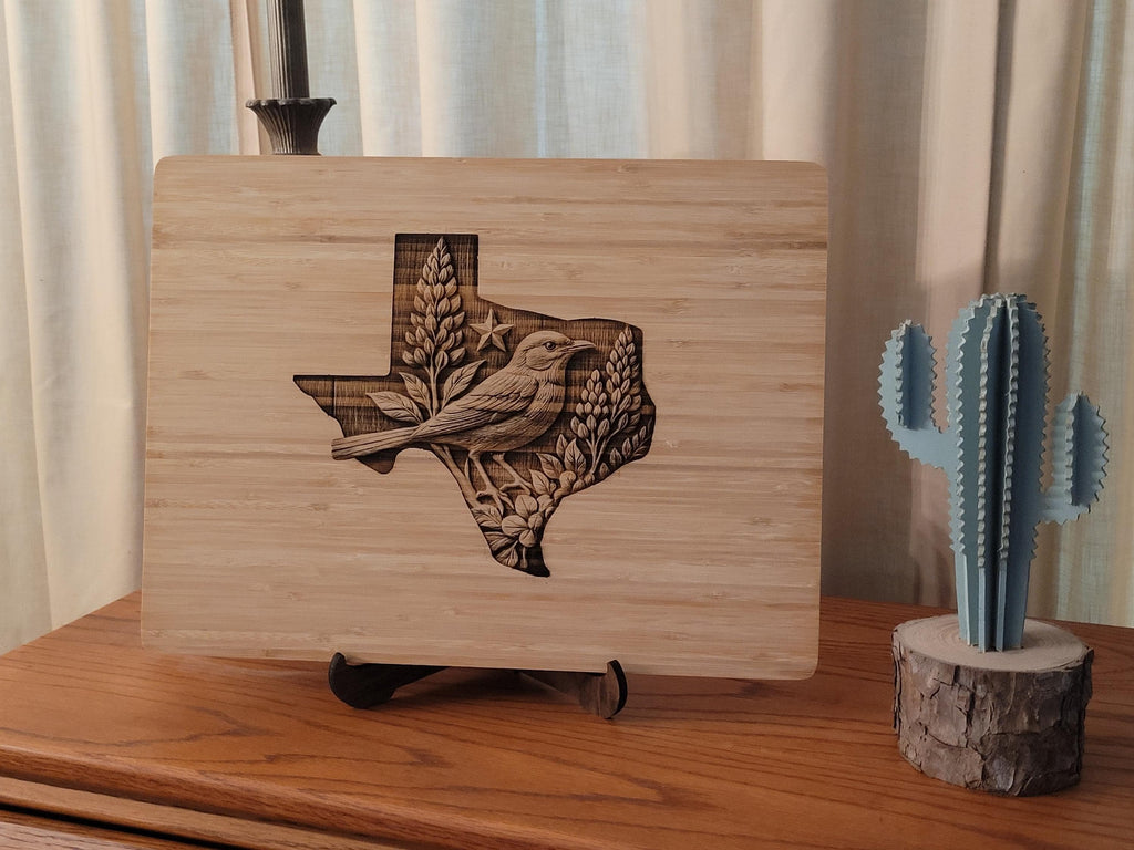 Personalized Texas State Bird Cutting Board: Engraved Charcuterie Board Gift
