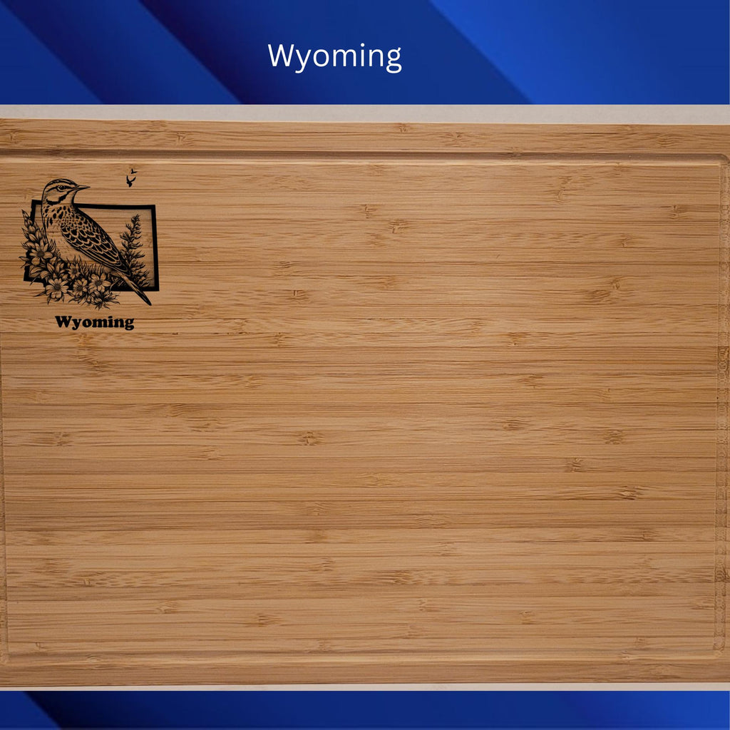 Personalized Ohio Cutting Board: State Bird & Flower Engraved Bamboo