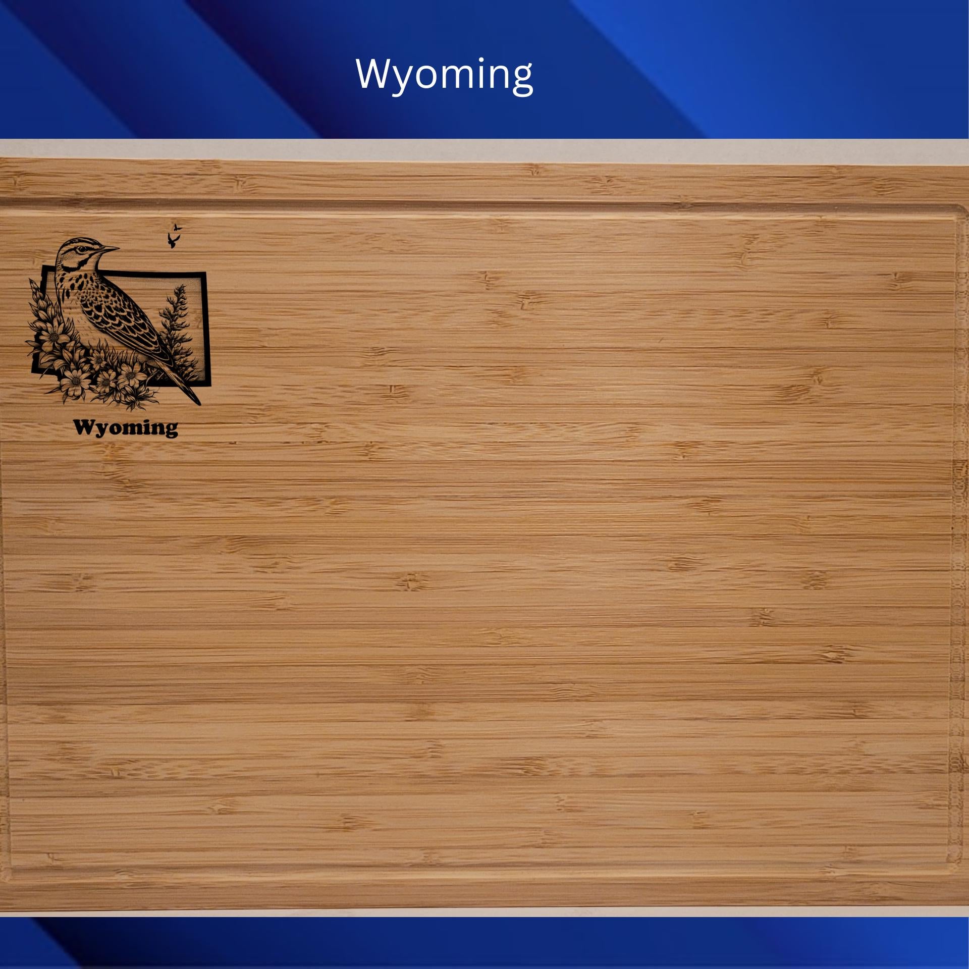 Personalized Ohio Cutting Board: State Bird & Flower Engraved Bamboo