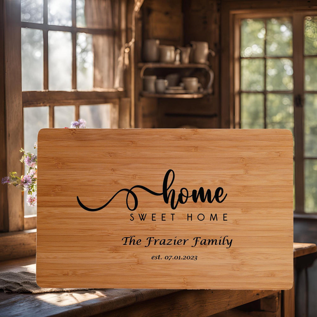 Personalized Cutting Board with Home Sweet Home. Charcuterie Board Gift. Engraved Wedding,  Anniversary or Housewarming Gift. Bridal Shower