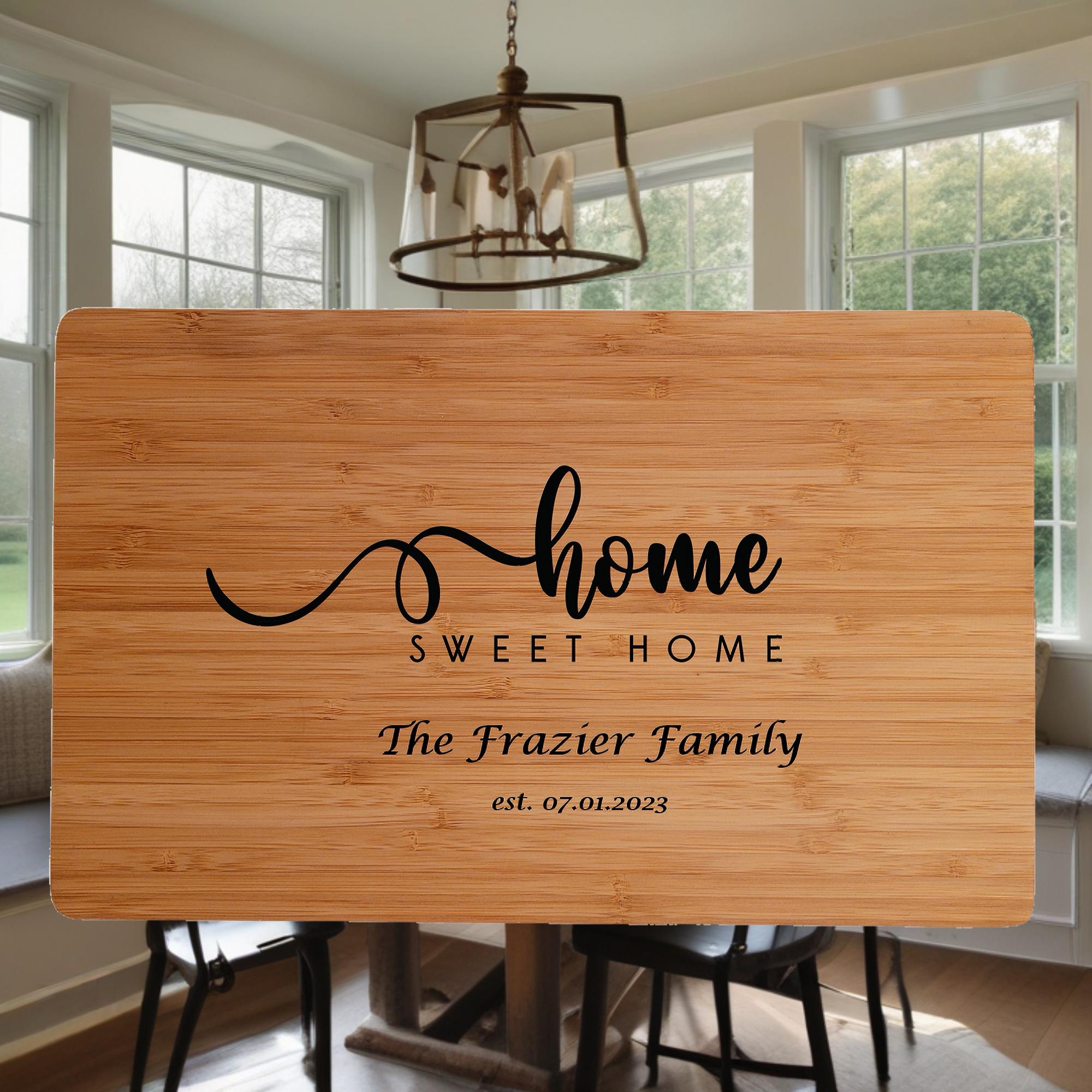 Personalized Cutting Board with Home Sweet Home. Charcuterie Board Gift. Engraved Wedding,  Anniversary or Housewarming Gift. Bridal Shower