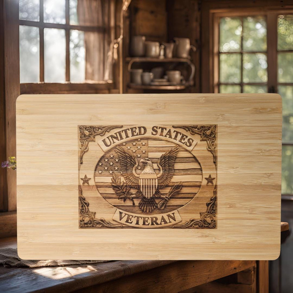 Personalized Army Veteran Bamboo Cutting Board: Engraved Patriotic Gift