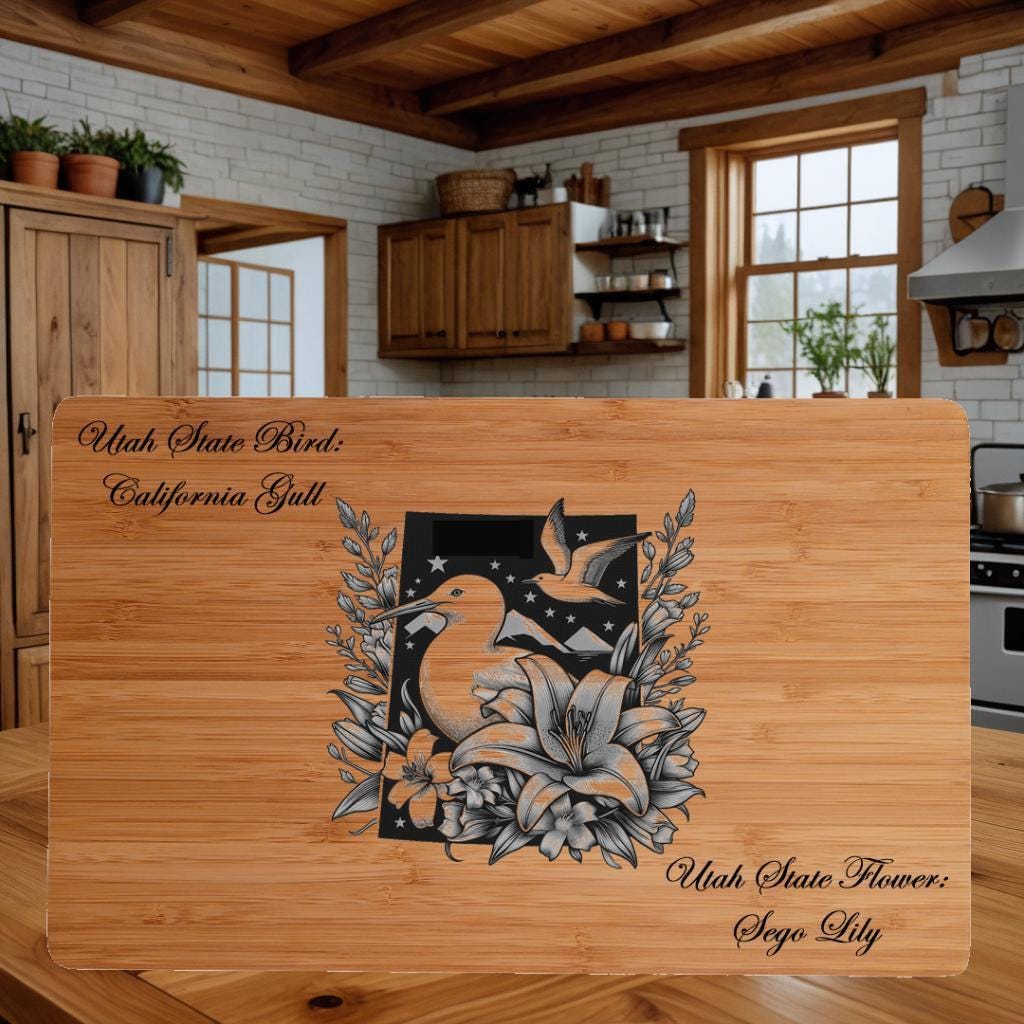Personalized Utah State Bird Cutting Board: Engraved Bamboo Charcuterie Board