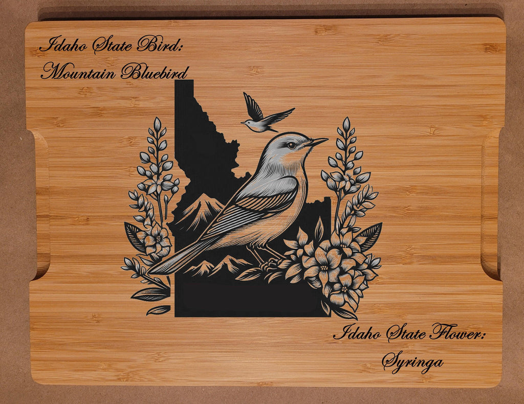 Personalized Cutting Board with Iowa State Bird and State Flower. Retirement Gift, Birthday, Anniversary or Housewarming Gift.