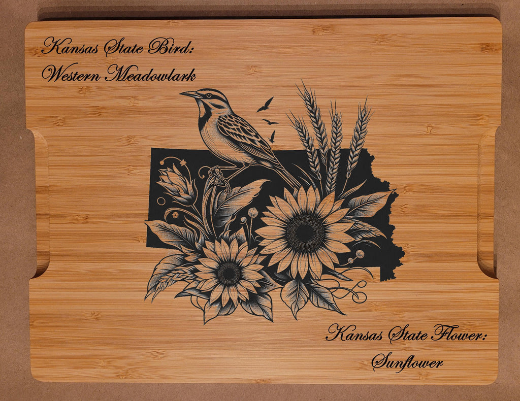 Personalized Maryland State Bird and Flower Bamboo Cutting Board