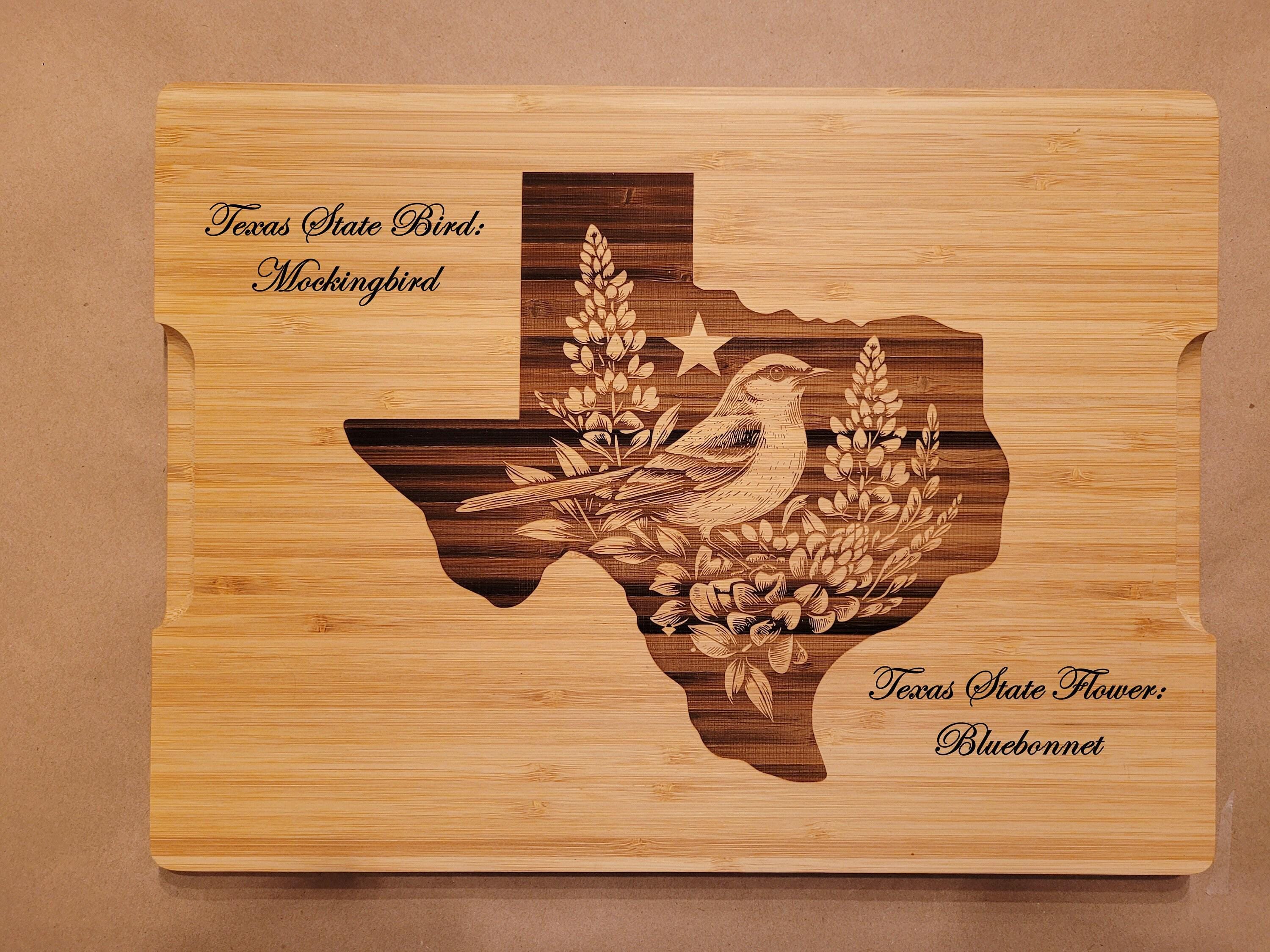 Engraved Washington State Bird and Flower Bamboo Cutting Board