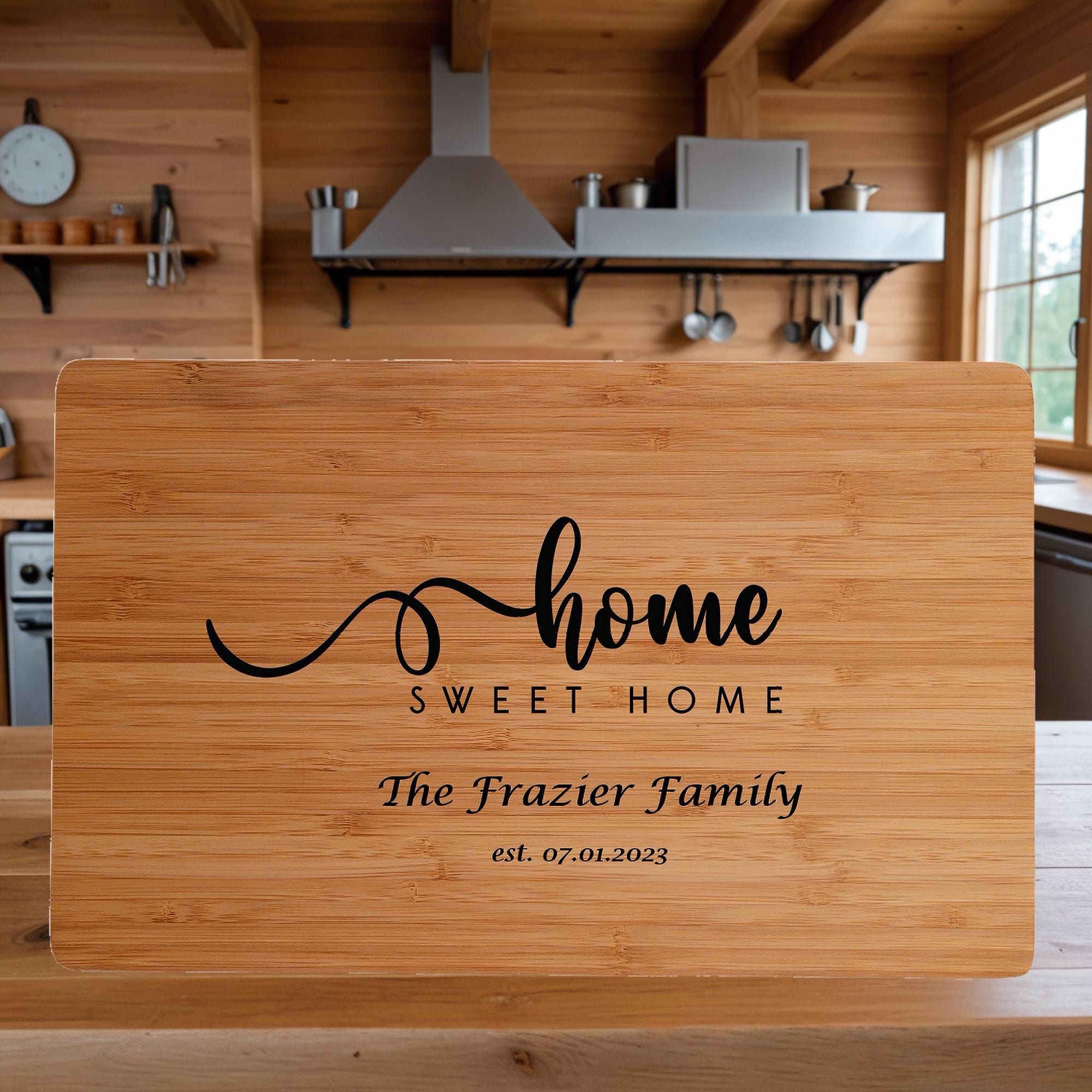 Personalized Cutting Board with Home Sweet Home. Charcuterie Board Gift. Engraved Wedding,  Anniversary or Housewarming Gift. Bridal Shower