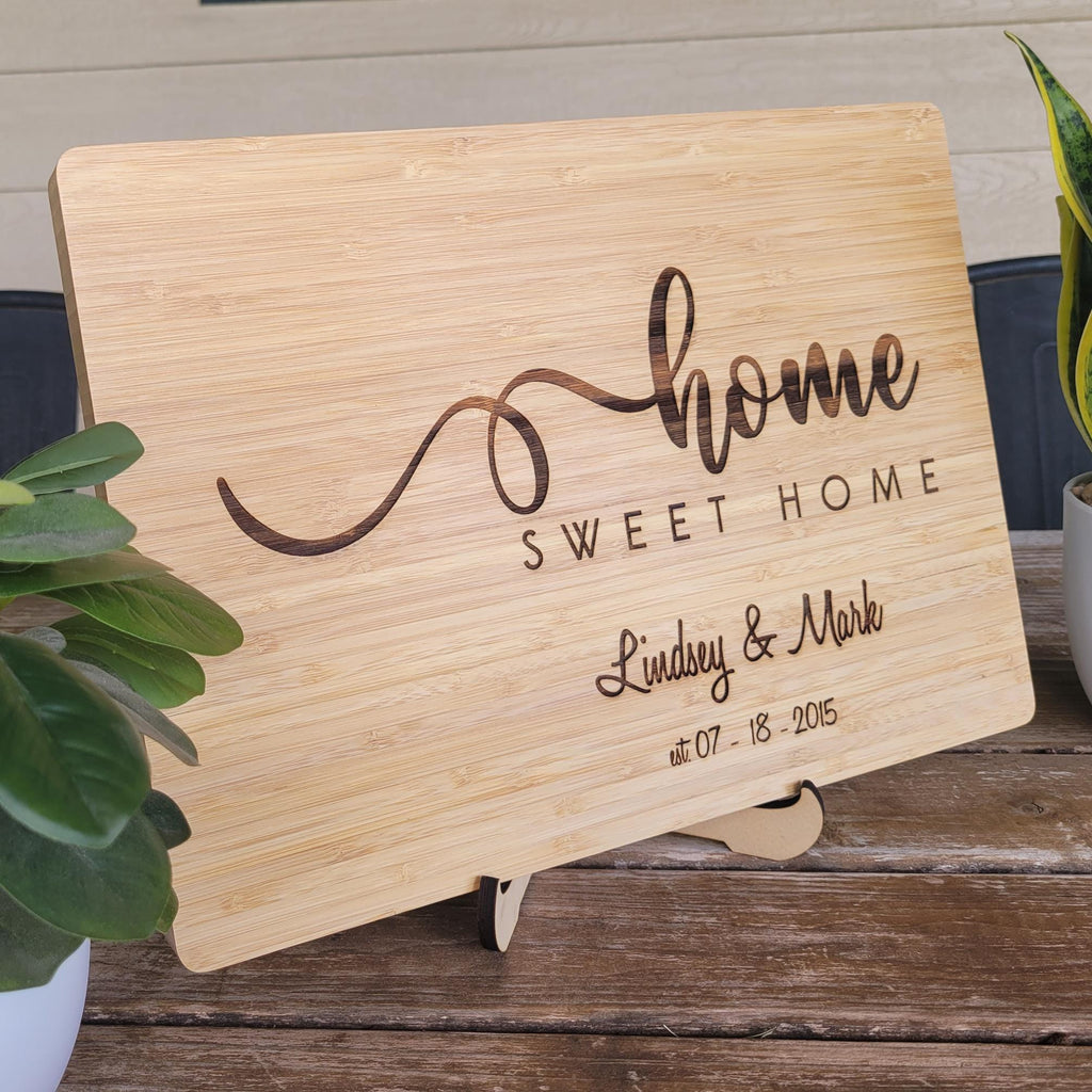 Personalized Cutting Board with Home Sweet Home. Charcuterie Board Gift. Engraved Wedding,  Anniversary or Housewarming Gift. Bridal Shower