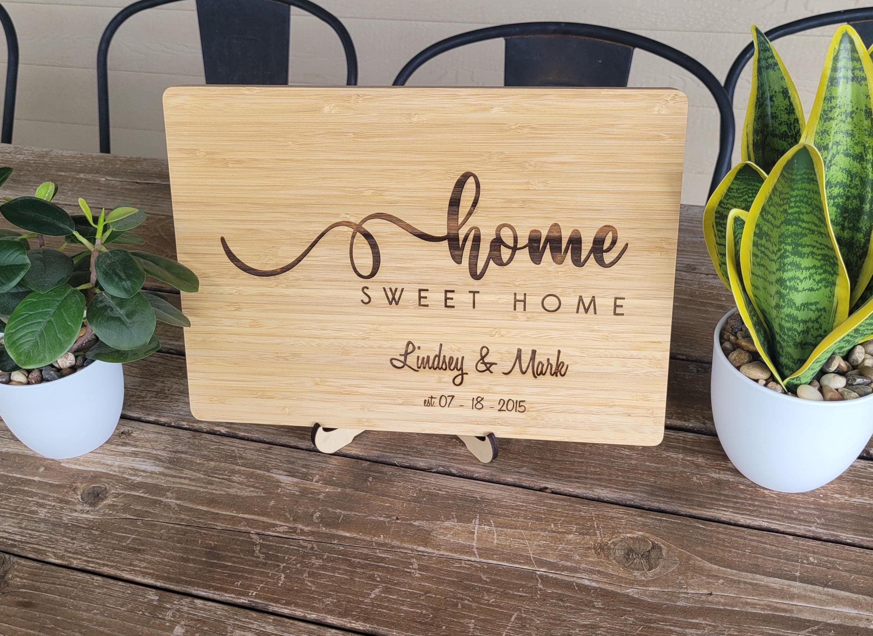 Personalized Cutting Board with Home Sweet Home. Charcuterie Board Gift. Engraved Wedding,  Anniversary or Housewarming Gift. Bridal Shower