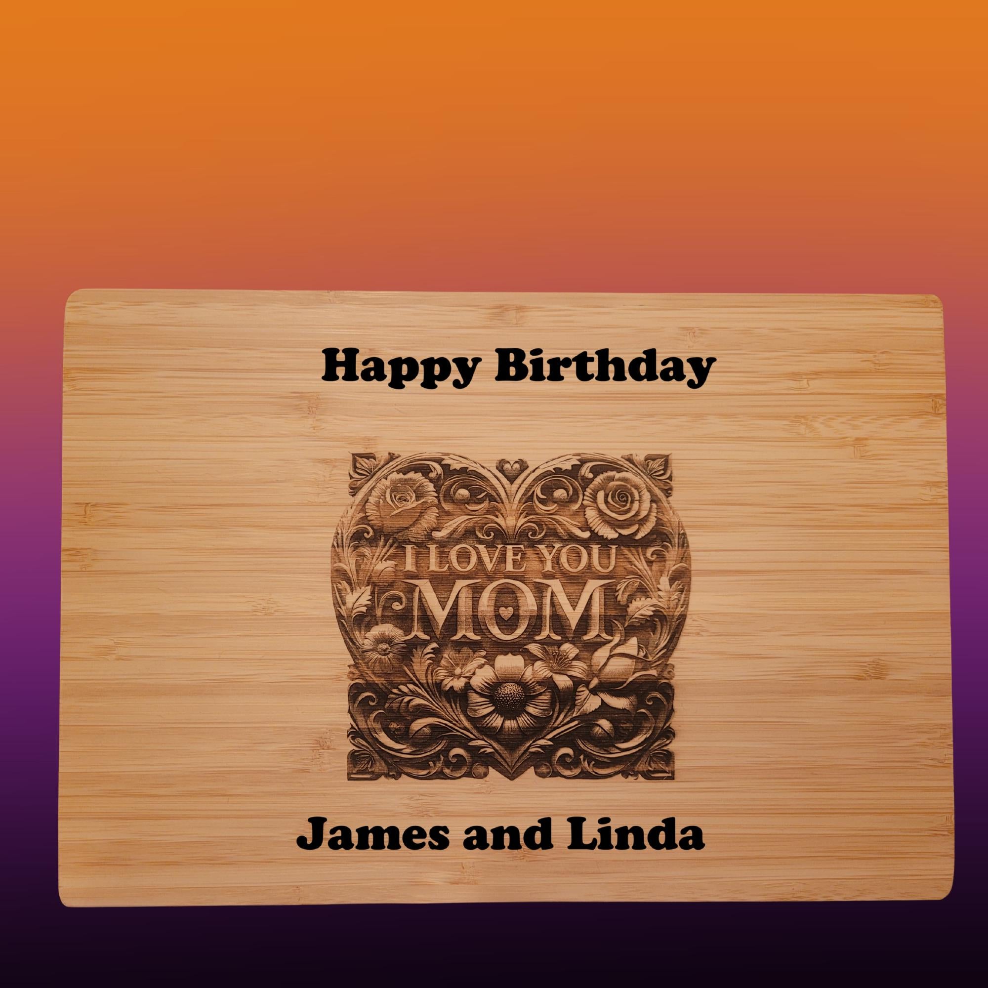 Personalized Bamboo Cutting Board: 3D Engraved Gift for Mom