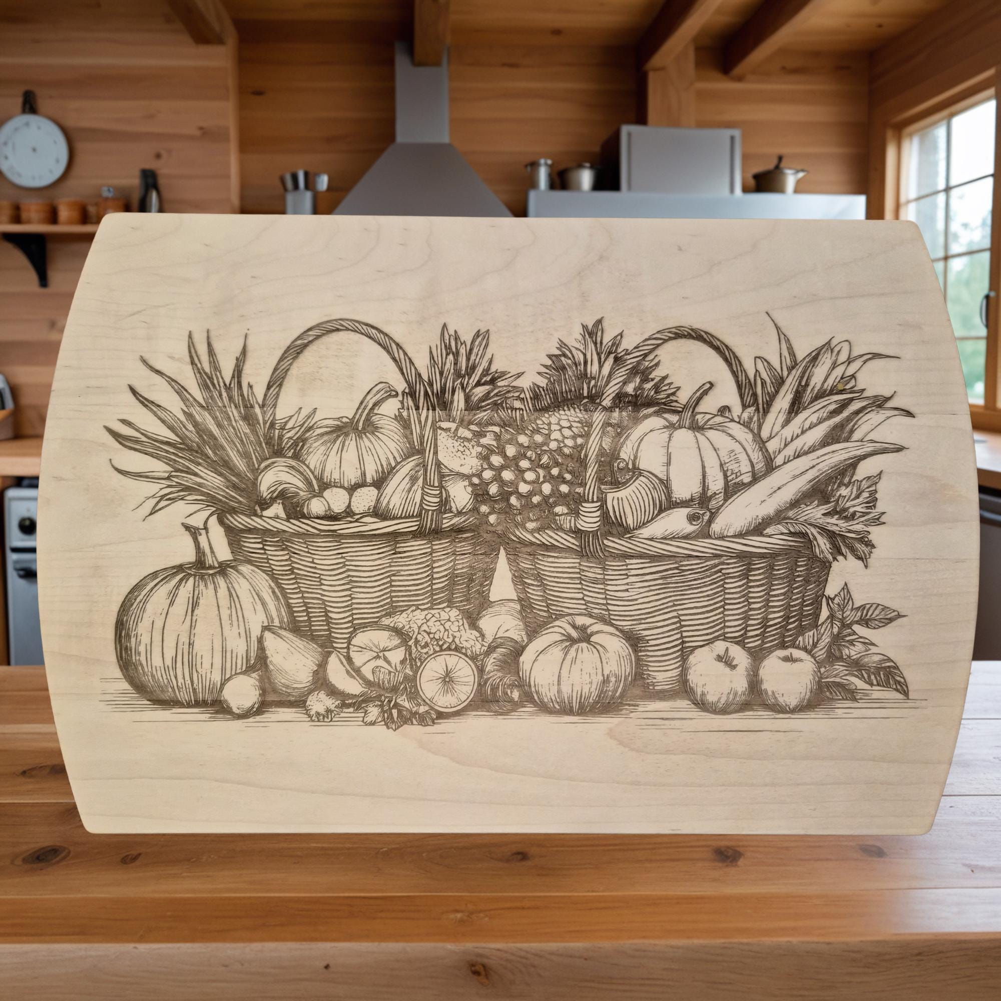 Personalized Maple Cutting Board: Engraved Fall Baskets, Thanksgiving Gift