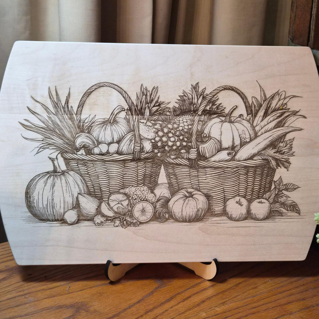 Personalized Maple Cutting Board: Engraved Fall Baskets, Thanksgiving Gift