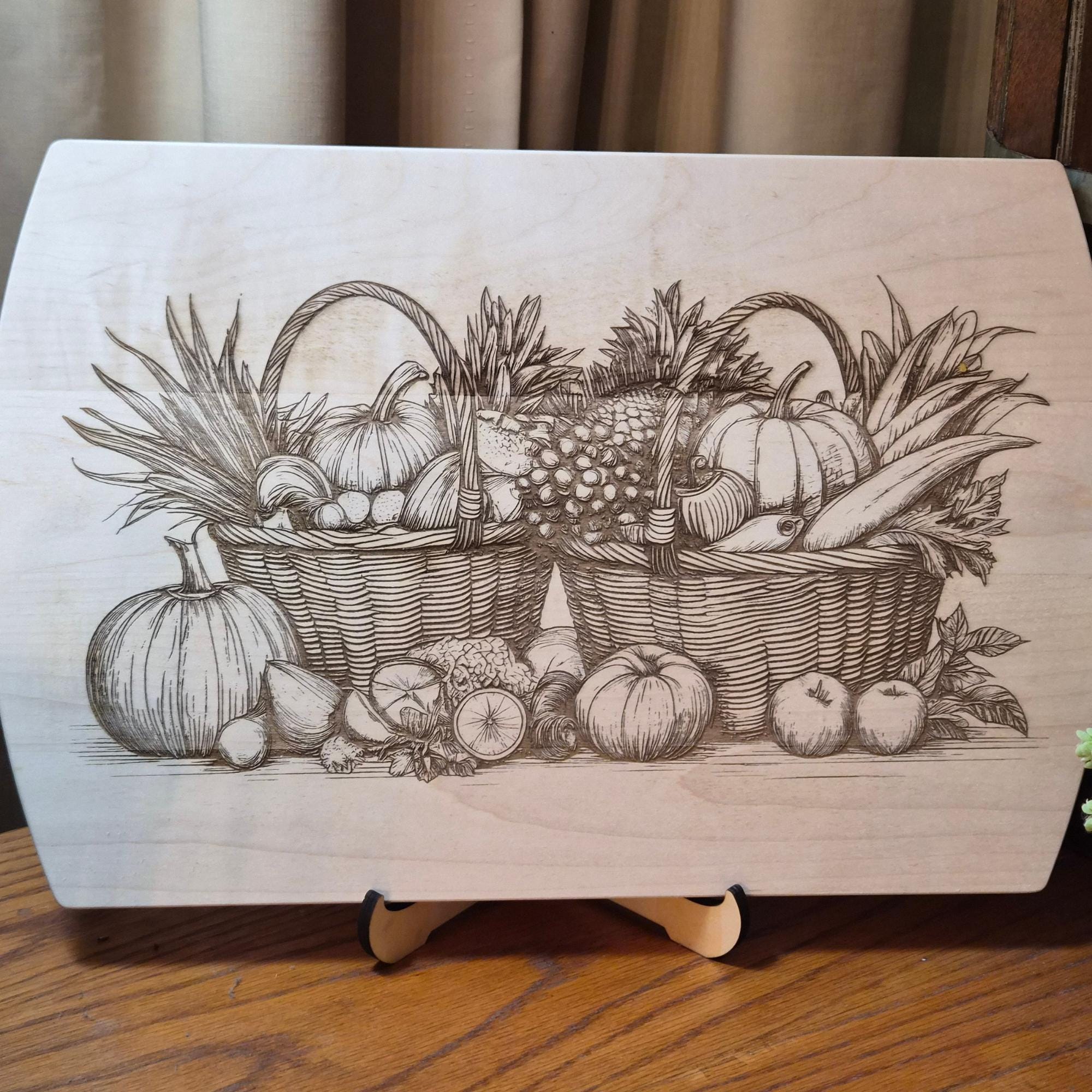 Personalized Maple Cutting Board: Engraved Fall Baskets, Thanksgiving Gift