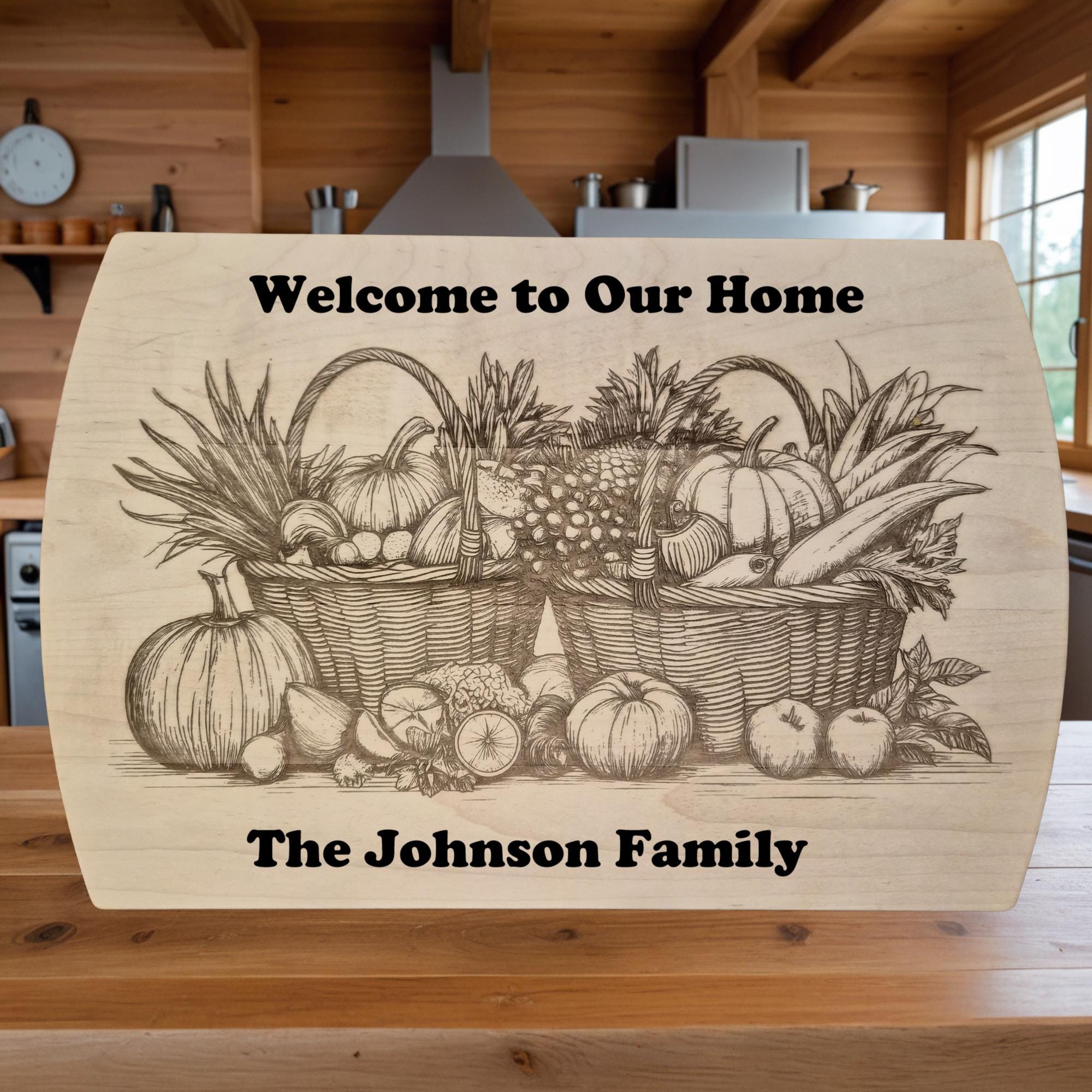 Personalized Maple Cutting Board: Engraved Fall Baskets, Thanksgiving Gift