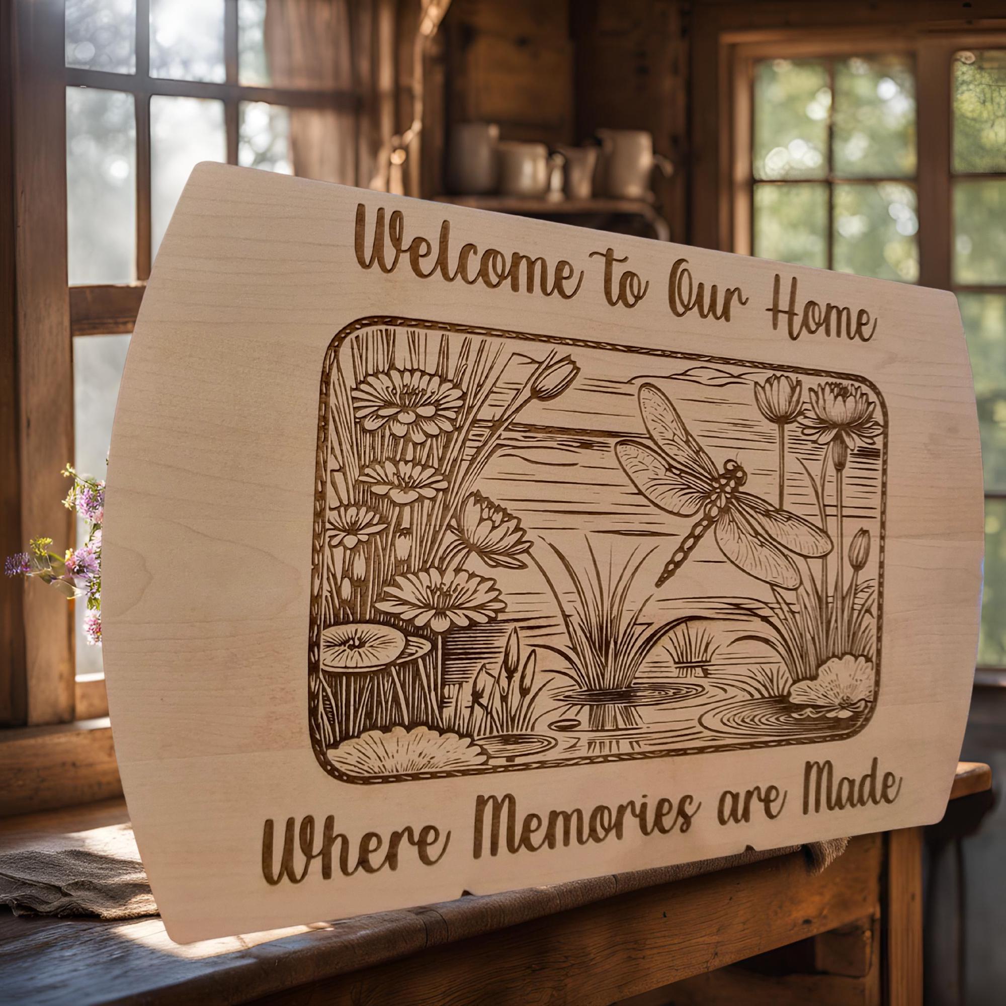 Personalized Dragonfly Cutting Board: Engraved Maple Kitchen Decor