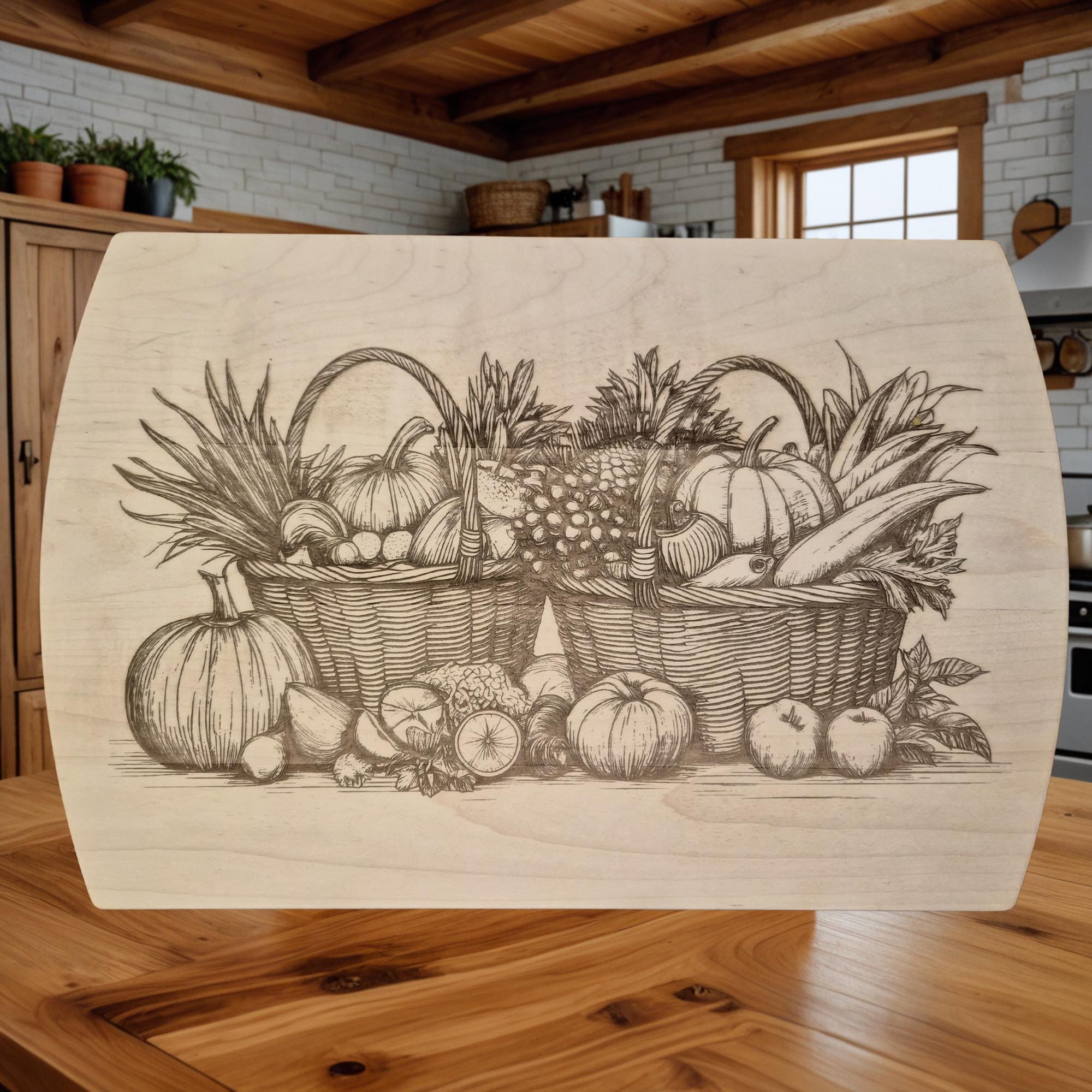 Personalized Maple Cutting Board: Engraved Fall Baskets, Thanksgiving Gift