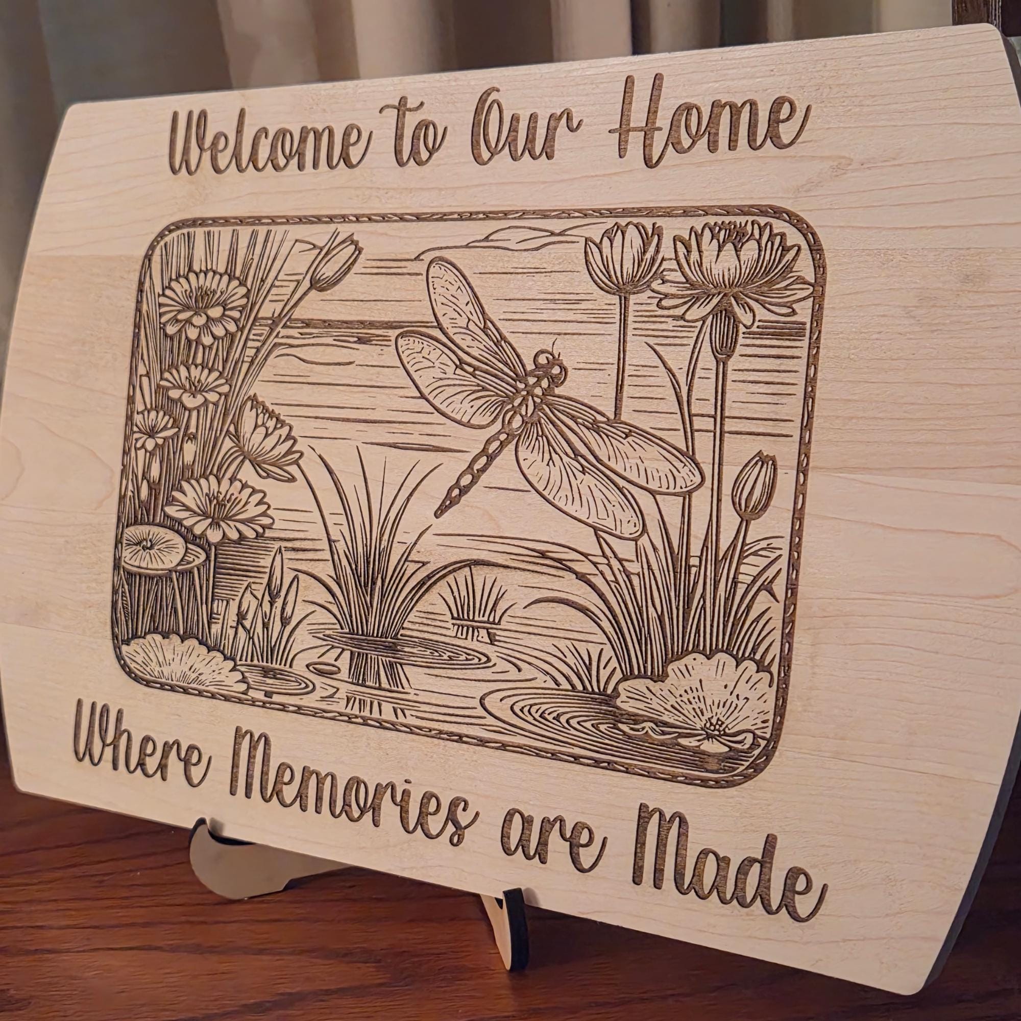 Personalized Dragonfly Cutting Board: Engraved Maple Kitchen Decor