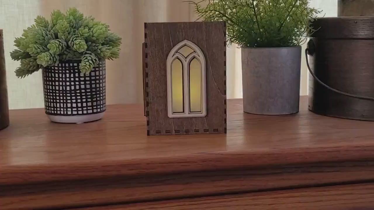 Cathedral Tea Light Lantern | Arched Windows Laser Cut Lantern. House Warming Gift |