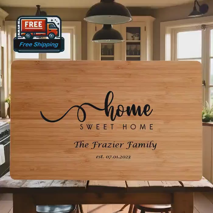 Personalized Cutting Board with Home Sweet Home. Charcuterie Board Gift. Engraved Wedding,  Anniversary or Housewarming Gift. Bridal Shower