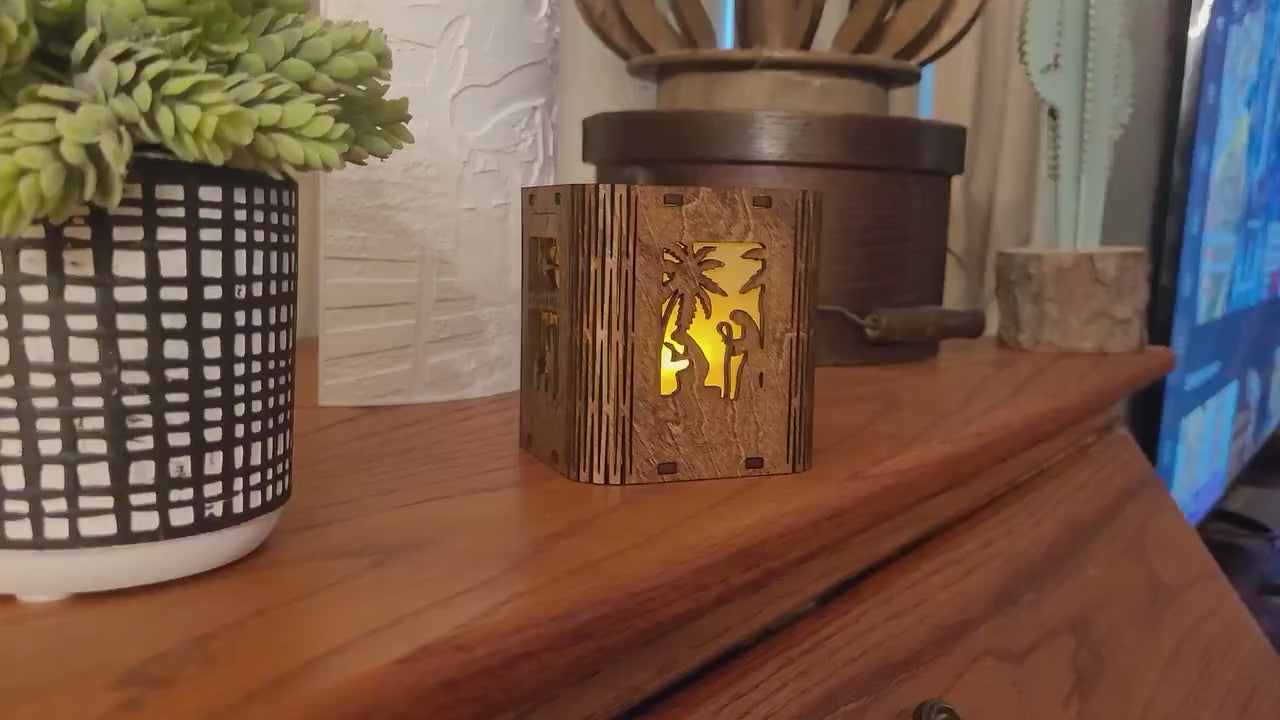 Personalized Easter Lantern: Laser Cut Basswood Tea Light Holder