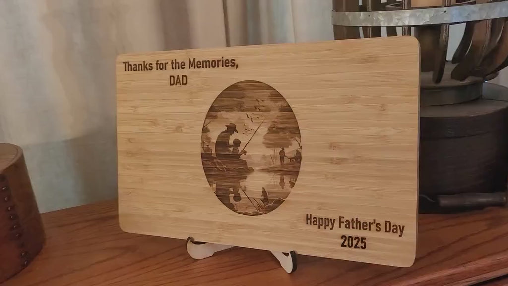Custom Cutting Board Fishing on the Bank.